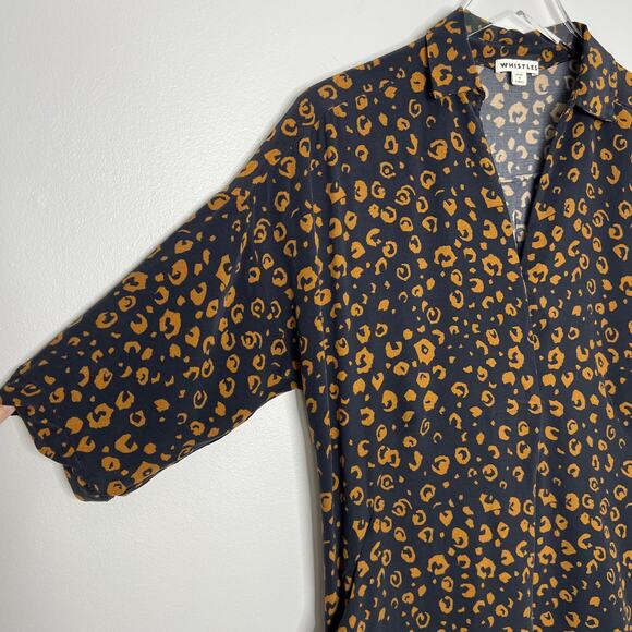 Whistles Lola Cheetah Print Shirt Dress Small Black Brown Animal Print Neutral - Picture 8 of 15